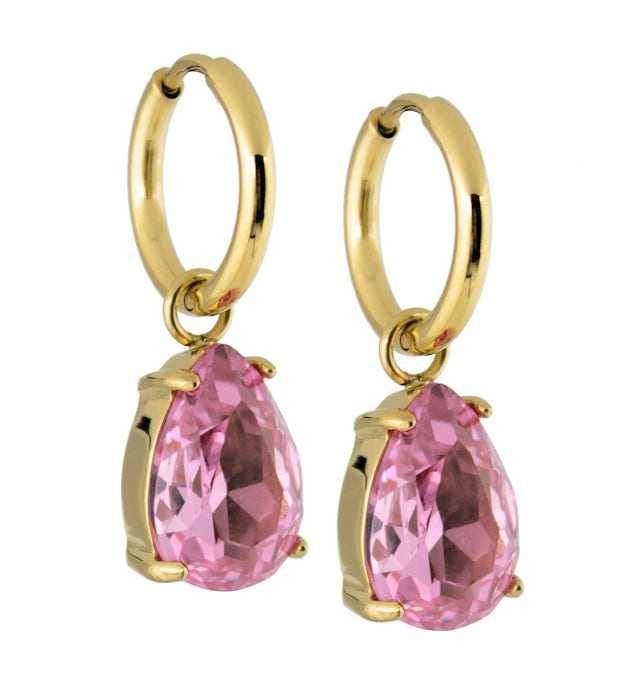 Svea crystal rose drop earrings gold