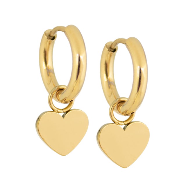 Heart earrings gold hoop