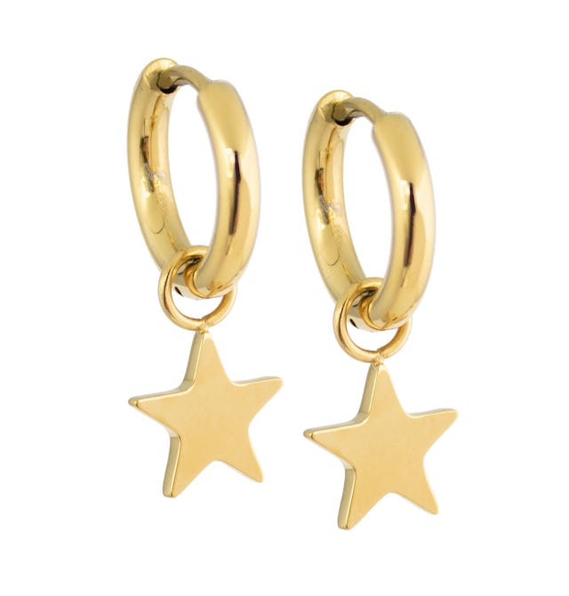 Star earrings hoop gold