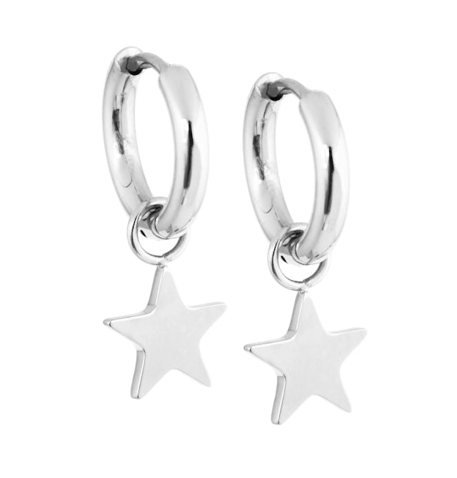 Star earrings hoop steel