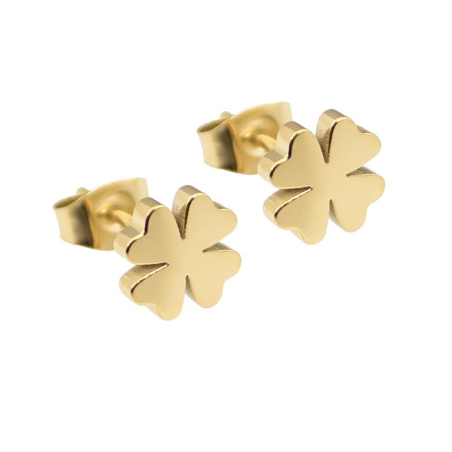 Four-leaf clover earrings gold