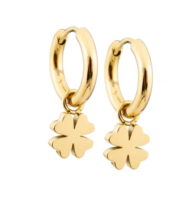 Four-leaf clover earrings hoop gold