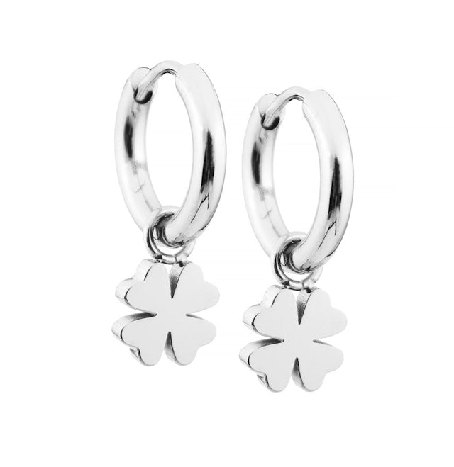 Four-leaf clover earrings hoop steel