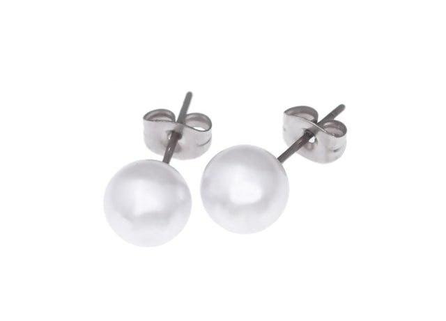 Pearl earrings steel 8mm
