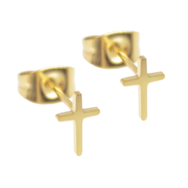 Cross earring gold