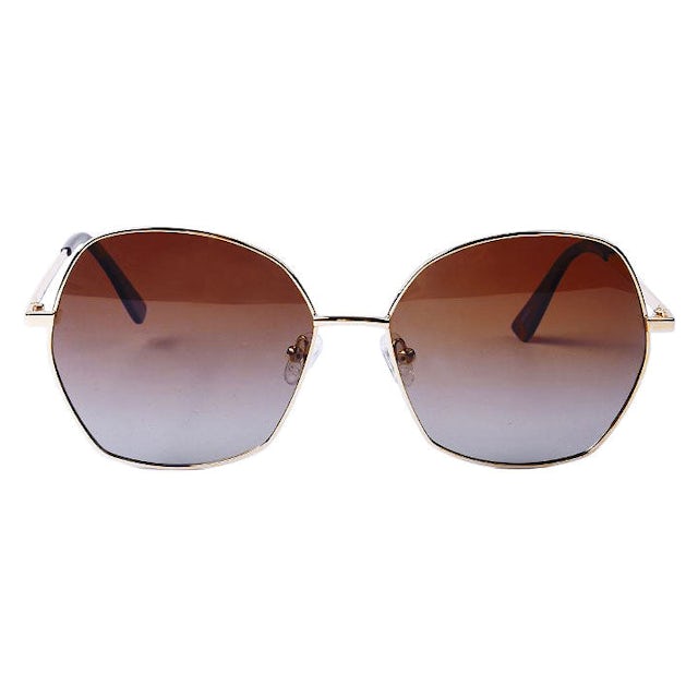 Six edge gradient brown gold sunglasses